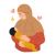 وکتور مادر با مقنعه و حجاب اسلامی به همراه کودک به همراه قلب و ستاره فایل EPS لایه باز