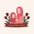 وکتور مادر و دختر با حجاب اسلامی به همراه گل های لاله و جای متن قابل جداسازی از زمینه به صورت لایه باز با لایه بندی حرفه ای