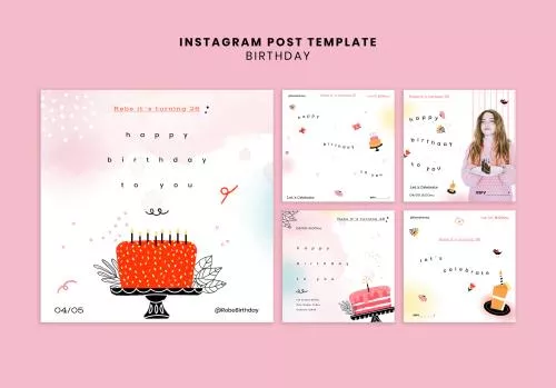 فایل PSD مجموعه پست های اینستاگرام جشن تولد 28058