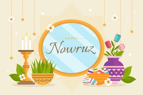 وکتور لایه باز EPS و Ai سفره هفت سین مناسب بنر وبسایت یا کارت پستال یا پس زمینه ویژه عید نوروز