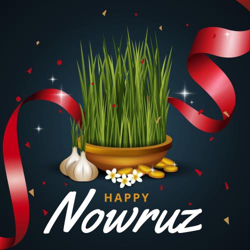 وکتور لایه باز EPS و Ai سفره هفت سین شامل سبزه و سیب و تخم مرغ رنگی و شمع ویژه عید نوروز