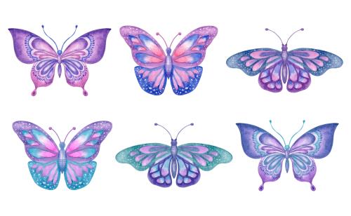 دانلود وکتور پروانه کارتونی مناسب برای طرح های گرافیکی کودکان