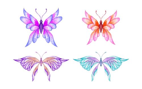 دانلود وکتور پروانه و شاپرک کارتونی با زنگ های مختلف