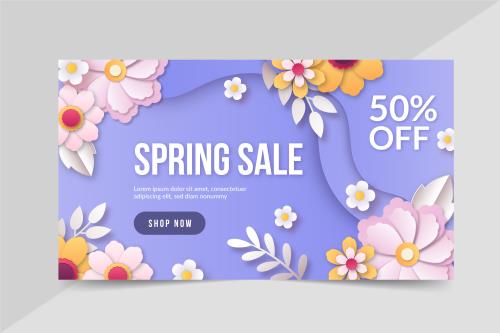 وکتور EPS و Ai ویژه فصل بهار با گل های بابونه و آفتابگردان با زمینه بنفش