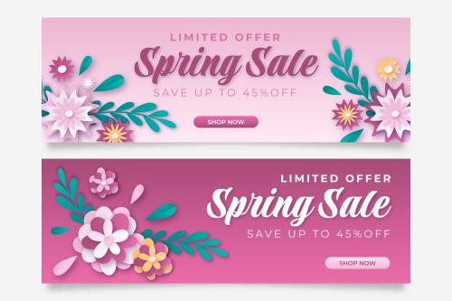 وکتور EPS و Ai ویژه فصل بهار با تم بنفش پررنگ مناسب برای بنر وبسایت به صورت لایه باز