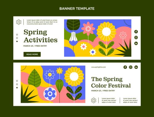 وکتور EPS و Ai کارتونی ویژه فصل بهار مناسب برای اسلایدر وبسایت به صورت لایه باز