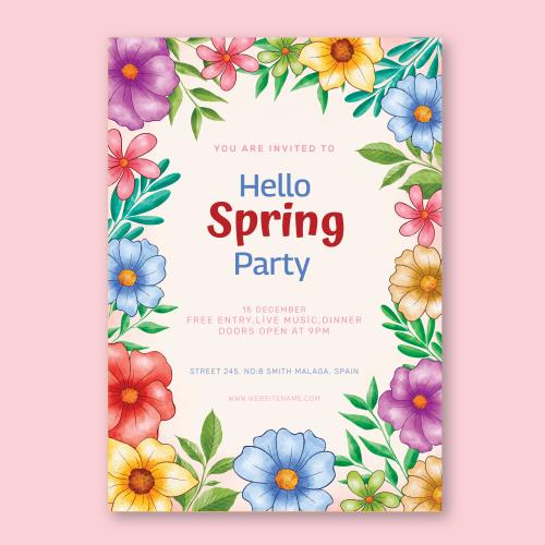 وکتور EPS و Ai بنر عمودی ویژه فرارسیدن فصل بهار با گل های رنگارنگ و تصویر زمینه روشن صورت لایه باز مناسب برای بنر وبسایت و پست و استوری اینستاگرام