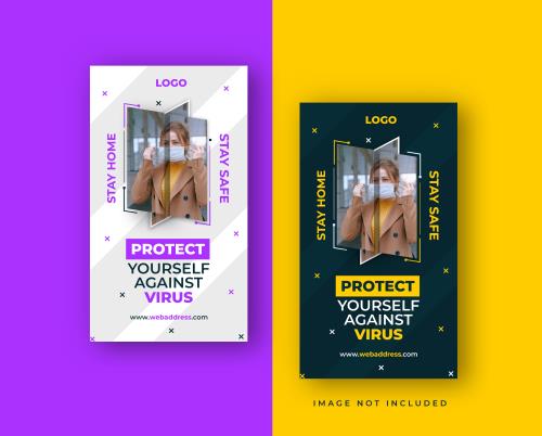 دانلود استوری اینستاگرام آمده با تم مشکی زرد و سفید بنفش فایل PSD لایه باز فتوشاپ