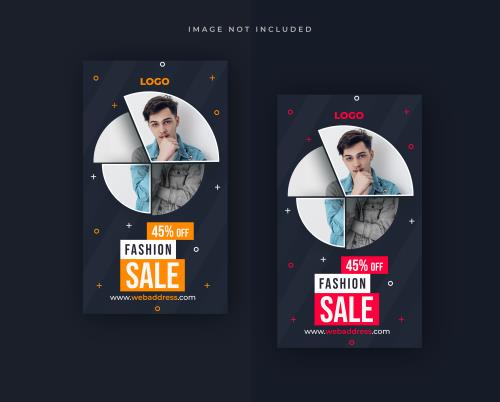 دانلود استوری اینستاگرام آمده با تم مشکی نارنجی قرمز فایل PSD لایه باز فتوشاپ