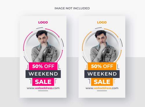 دانلود استوری اینستاگرام آمده با تم سفید قرمز نارنجی فایل PSD لایه باز فتوشاپ