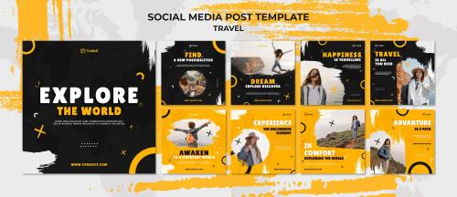 قالب رایگان فتوشاپ پست آماده اینستاگرام به صورت فایل PSD لایه باز یا تم زرد رنگ