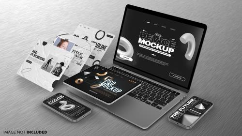 موکاپ PSD فتوشاپ برای نمایش وبسایت در سایز های مختلف موبایل و لپتاپ و تبلت