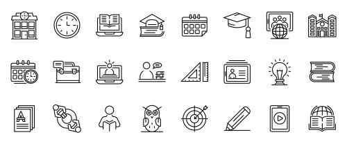 مجموعه آیکون های دانشگاه و معلم و مدرسه فایل EPS لایه باز با لایه بندی
