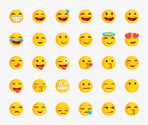 مجموعه ای از emoji ایموجی های محبوب برای واکنش های رسانه های اجتماعی شکلک ایموجی وکتور EPS