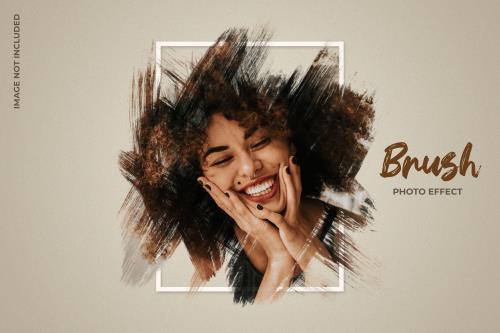 افکت فتوشاپ قلم مو و قاب برای عکس فایل PSD