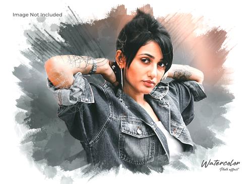 افکت فتوشاپ عکس نقاشی هنری با آب رنگ فایل PSD