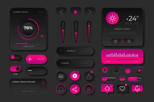 وکتور EPS و AI طراحی المان های UI وبسایت مناسب برای داشبورد مدیریت به صورت وکتور لایه باز