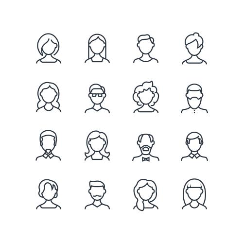 وکتور عکس پروفایل خطی دختر و پسر و مرد و زن فایل EPS لایه باز