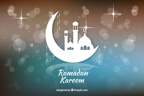 وکتور لایه باز EPS و Ai ویژه ماه مبارک رمضان شامل طرح گرافیکی مسجد و ماه و فانوس