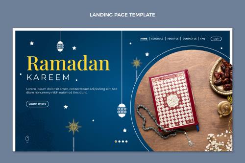 وکتور لایه باز EPS و Ai ویژه ماه مبارک رمضان شامل  قرآن کریم و تسبیح مناسب بنر وبسایت یا پوستر افقی