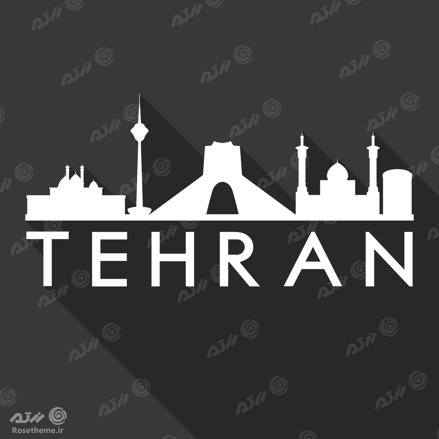 وکتور لایه باز نماد های شهر تهران شامل وکتور برج میلاد و برج میدان آزادی تهران به همراه جای متن برای نوشتن فایل EPS