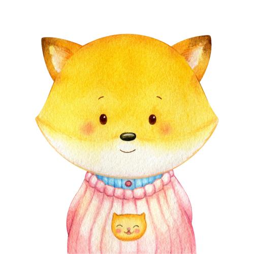 وکتور رایگان کارتونی و کودکانه روباه بامزه با گردنبند گربه و لباس بافتنی فایل EPS