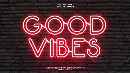 موکاپ متن نئونی قرمز با زمینه دیوار آجری با قابلیت ویرایش متن فایل PSD لایه باز با لایه بندی حرفه ای