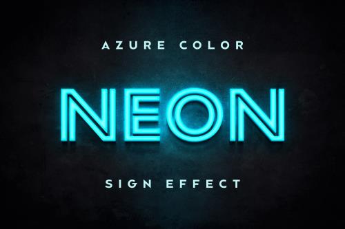 موکاپ متن نئونی آبی روشن به همراه زمینه مشکی و متن قابل ویرایش فایل PSD لایه باز با لایه بندی حرفه ای