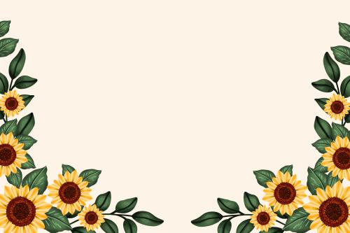 وکتور لایه باز EPS و Ai حاشیه گل آفتابگردان و کادر برای نوشتن مناسب بنروبسایت یا پوستر
