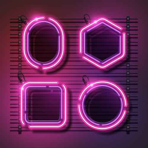 وکتور EPS لایه باز قاب نئونی و کادر برای نوشتن 