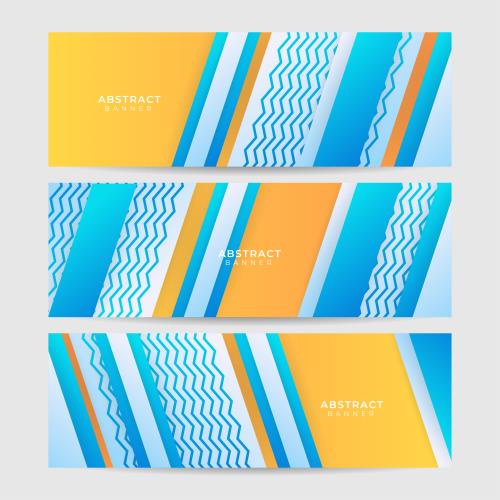 وکتور EPS لایه باز بنر انتزاعی با تم آبی و نارنجی و سفید و زرد 