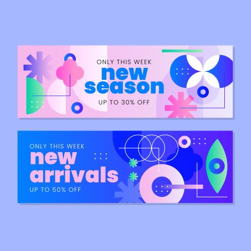 وکتور رایگان EPS لایه باز بنر انتزاعی با تم آبی و صورتی