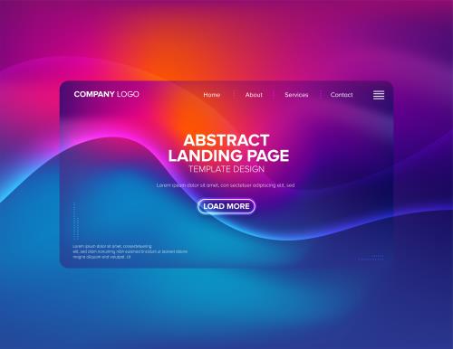 وکتور EPS لایه باز لندینگ پیج انتزاعی برای طراحی سایت با تم آبی و سرخابی و نارنجی و بنفش