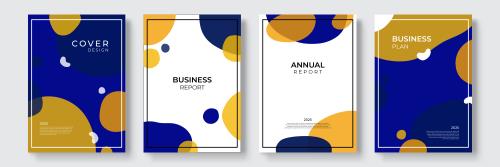 وکتور رایگان EPS لایه باز بنر انتزاعی عمودی شکل مایع با تم زرد و سورمه ای و سفید