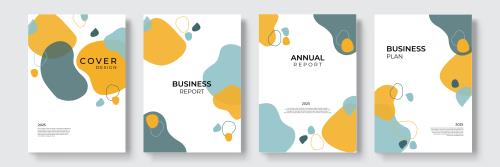 وکتور EPS لایه باز بنر انتزاعی عمودی با تم سبز تیره و روشن و زرد با پس زمینه سفید کد 2