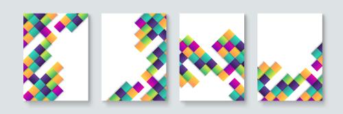 وکتور رایگان EPS لایه باز بنر انتزاعی عمودی  با تم مربع های کوچک رنگی با پس زمینه سفید کد 2