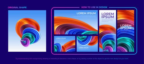 وکتور EPS لایه باز پست و بنر و استوری انتزاعی با تم نارنجی و سبز و آبی و بنفش