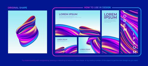 وکتور EPS لایه باز پست و بنر و استوری انتزاعی با تم آبی و صورتی و بنفش و نارنجی