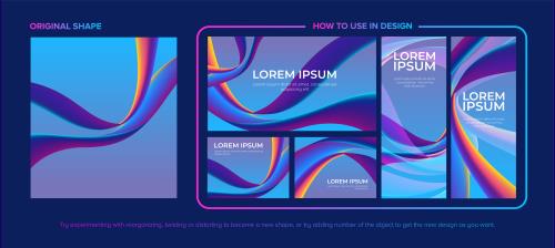 وکتور EPS لایه باز پست و بنر و استوری انتزاعی با تم آبی و نارنجی و بنفش