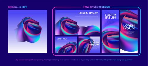 وکتور EPS لایه باز پست و بنر و استوری انتزاعی با تم آبی و قرمز و صورتی