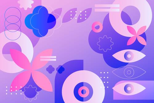 وکتور EPS و Ai لایه باز بنر انتزاعی افقی با تم آبی و صورتی و بنفش