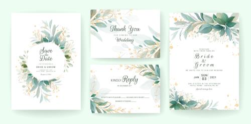 وکتور لایه باز EPS حاشیه برگ سبز و کادر برای نوشتن مناسب کارت پستال یا کارت دعوت