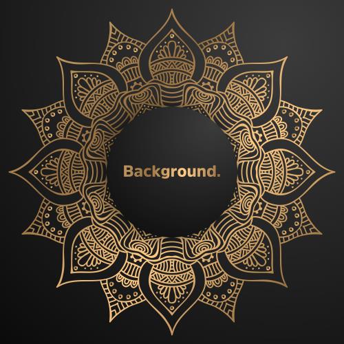 وکتور EPS لایه باز پس زمینه و جا برای نوشتن با تم مشکی و طلایی