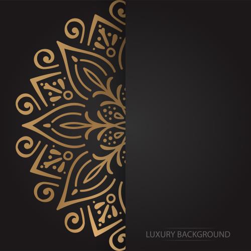 وکتور EPS لایه باز پس زمینه حاشیه و جا برای نوشتن با تم مشکی و طلایی