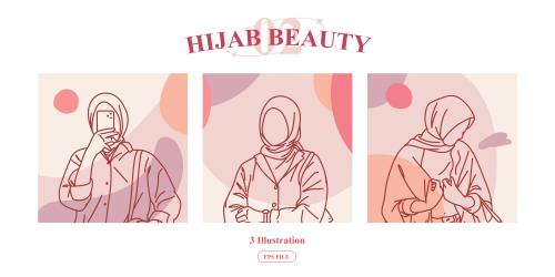 وکتور خطی دختر با مانتو و شال و حجاب اسلامی فایل EPS لایه باز