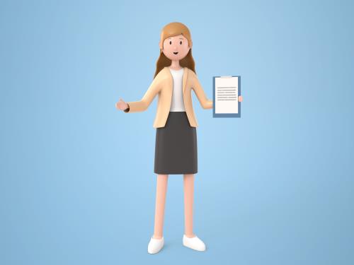 فایل PSD فتوشاپ کاراکتر سه بعدی زنی در حال صحبت کردن به صورت لایه باز