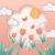 وکتور کاغذی لایه باز ابر و خورشید و گل لاله ویژه فصل بهار