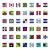 وکتور EPS مجموعه پرچم کشورهای آمریکا با شکل مربع در سبک موج 25188