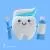 تصویر سه بعدی شخصیت کارتونی دندان ناز به همراه خمیر دندان و مسواک با لبخند فایل PSD لایه باز با لایه بندی	
