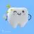 تصویر سه بعدی شخصیت کارتونی دندان ناز به همراه ستاره درحال چشمک زدن با لبخند فایل PSD لایه باز با لایه بندی	
